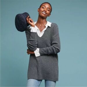 Anthropologie ett:twa Amrita Charcoal Wool Blend Sweater Medium